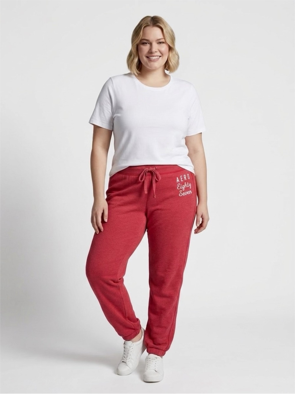 Aeropostale Women's Red Drawstring Joggers with Logo